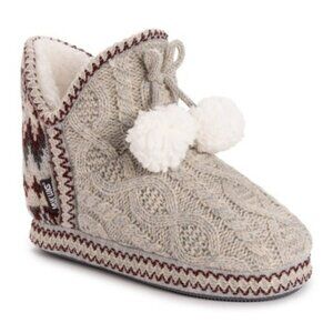MUK LUKS Women’s Knit Slippers – Oatmeal Heather – Size Medium NWT